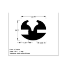 Cross-section diagram of glazing weatherstrip, 22.00mm x 16.25mm, with specs