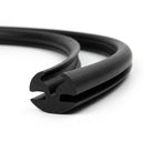 Black EPDM weatherstrip coiled, showing the twin-bulb extruded channel profile