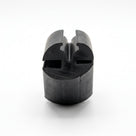 Black EPDM weatherstrip seal shown end-on, revealing its twin-channel profile