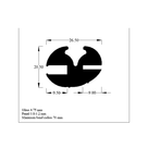 Cross-section diagram of the weatherstrip seal, 26.50mm x 20.50mm dimensions marked