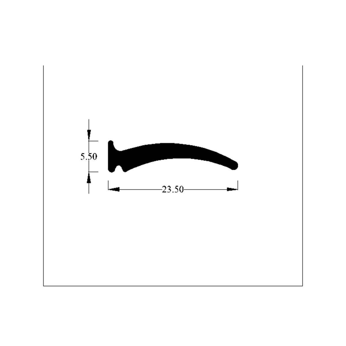Dimensioned T-section diagram with 23.50mm and 5.50mm measurements