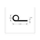 Technical line drawing of the door seal's tube and flange profile, dims in mm