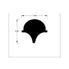 Technical diagram of mushroom-shaped filler strip profile, 7.00mm wide and 6.00mm tall