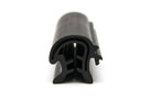 Black rubber windscreen seal with clawed locking fins, upright end-on studio shot