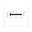 Technical line drawing of T-section rubber extrusion profile, dimensions in mm