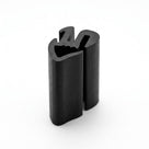 Black rubber S-shaped glazing section shown end-on, studio shot