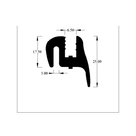 Cross-section diagram of S-shaped glazing seal, 25.00mm x 17.50mm, lip 6.50mm