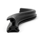 Black rubber hood seal, coiled length showing Y-shaped profile, studio shot