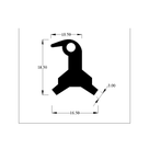 Technical drawing of hood seal profile with dimensions 18.50 and 16.50