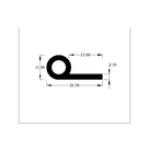 Cross-section diagram of hollow piping, 26.50mm x 11.00mm, tail 2.50mm