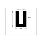 Cross-section diagram of U-channel profile, 22.00mm high x 14.75mm wide dimensions shown