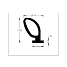 Technical diagram of door seal profile with dimensions 18.50 x 22.00mm, bulb 1.75mm