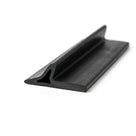 Black rubber boot seal length shown at an angle, flat base with raised fin