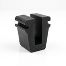 Black EPDM square channel profile, plain white background shot of ridged U-shaped block