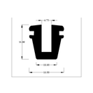 Cross-section diagram of square channel profile, overall height 16.00mm width 16.00mm marked