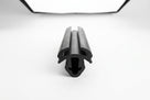 Black windscreen seal shown end-on with H-shaped locking channel, studio shot
