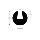 Cross-section diagram of round edge protector channel, 26.00mm diameter with 10.00mm slot marked