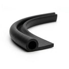 Coiled length of black rubber hollow bulb extrusion with flat tail