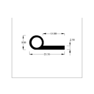 Cross-section diagram of P-shaped extrusion, 23.50mm x 9.00mm, tail 2.50mm