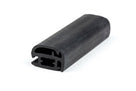 Black rubber window seal with twin locking channels, angled studio shot