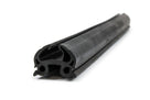 Black rubber windscreen seal length shown at an angle with a twin-channel profile