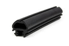 Black windscreen rubber seal profile with dual glazing channels, studio shot