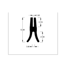 Technical line drawing of double channel seal profile with dimensions in millimetres