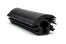 Black rubber windscreen seal with triple locking fins, coiled length on white background