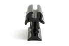 Black sponge rubber windscreen seal with clawed fin, upright end-on studio shot