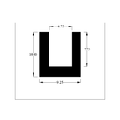 Cross-section diagram of U-channel profile, 10.00mm high x 9.25mm wide dimensions shown