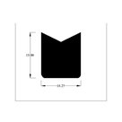 Cross-section diagram of block section with V-notch top, 16.25mm x 19.00mm