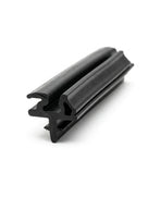 Black rubber windscreen seal shown at an angle with a forked mounting foot
