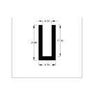 Cross-section diagram of U-channel edge trim, 19.00mm high x 9.50mm wide dimensions shown