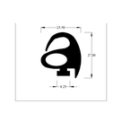 Technical line drawing of windscreen-to-body seal profile, dimensions in mm