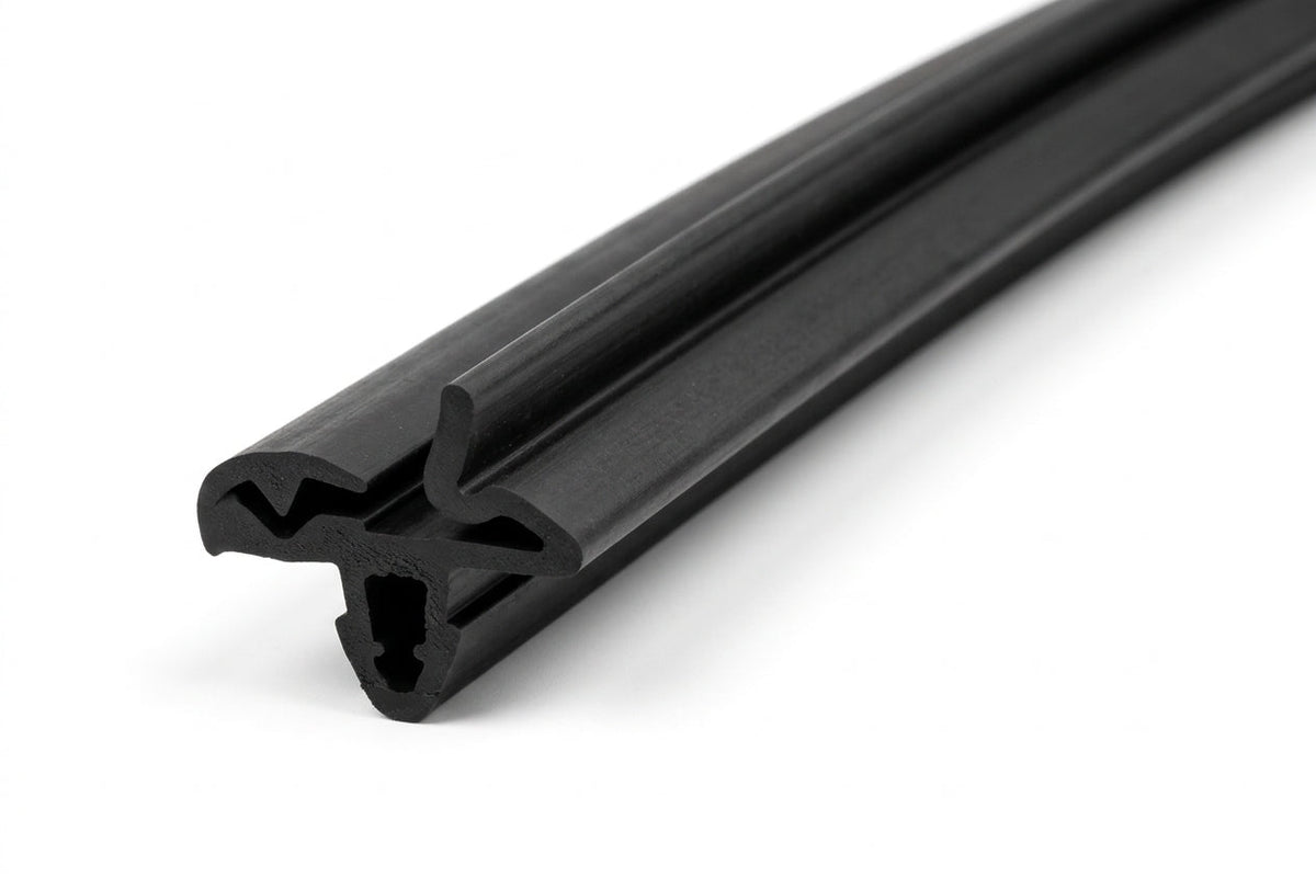 Black windscreen surround profile, angled studio shot, white background