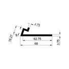 Line drawing of door seal profile, overall 68mm x 18.27mm, flange 3.75mm