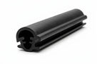 Black rubber windscreen seal with double locking channel, coiled on white background