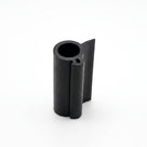 Black rubber roof light seal standing upright, hollow round bulb with thin flag
