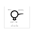 Technical diagram of round roof light seal bulb, 8.00mm flag and R6.50 bulb radius