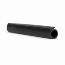 Black rubber B-post seal with fin profile, coiled length on white background