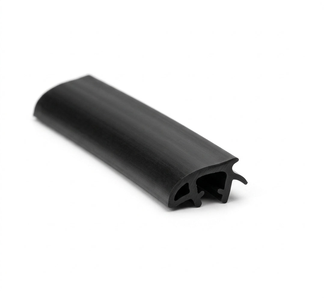 Hezim strip fitted as black trim along a green classic car's roof guttering edge