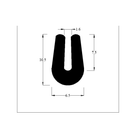 Cross-section diagram of teardrop U-channel profile, 10.5mm high x 6.5mm wide dimensions shown
