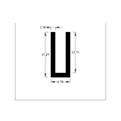 Cross-section diagram of U-channel profile, 15.25mm high x 6.50mm wide dimensions shown