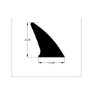 Technical diagram of shark fin seal profile, 22.20mm tall and 16.60mm wide