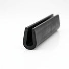 Black EPDM U-channel profile coiled, angled view of straight-sided U section