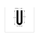 Cross-section diagram of U-channel profile, 12.50mm high x 5.00mm wide dimensions shown