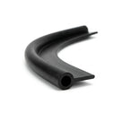 Black PVC wing piping curved, showing its hollow bead and flat tail profile