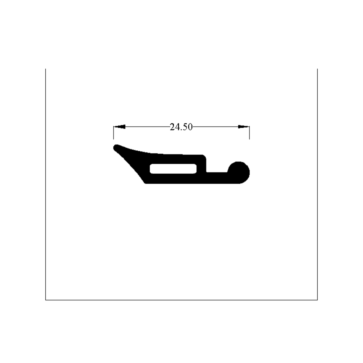 Cross-section diagram of door seal profile, overall width 24.50mm