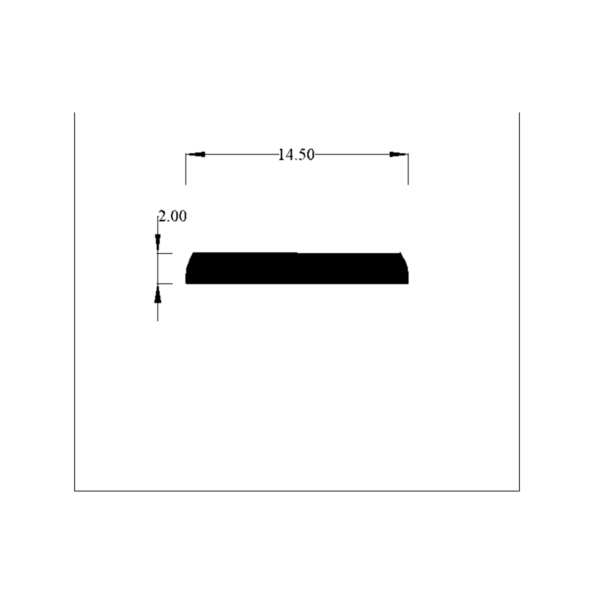 Cross-section diagram of the Herzim strip, 14.50mm x 2.00mm dimensions marked
