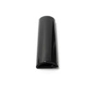 Glossy black PVC Herzim strip shown end-on, highlighting its curved trim profile